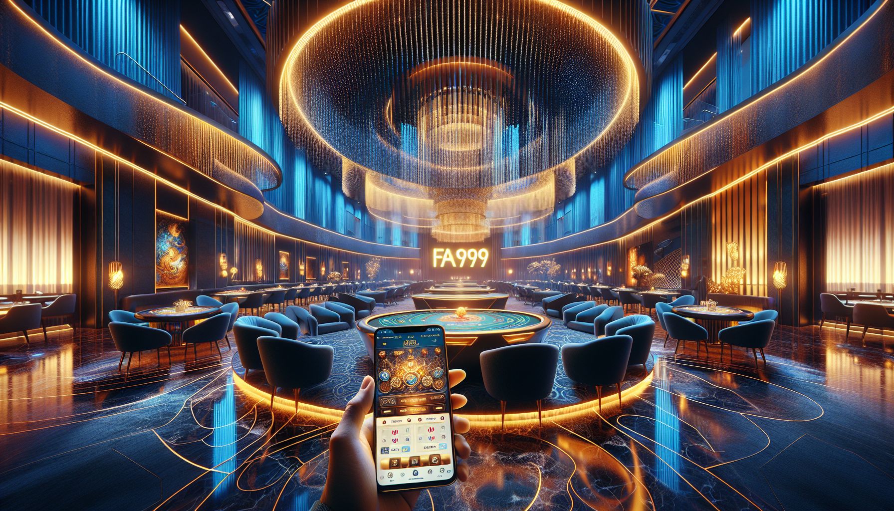Bangladesh player using a smartphone to access a modern FA999 casino lobby